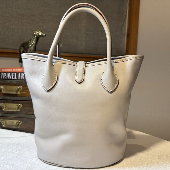 Dooney & Bourke Florentine Vacchetta Small Pocket Satchel Gray Italian Leather - Picture 7 of 16